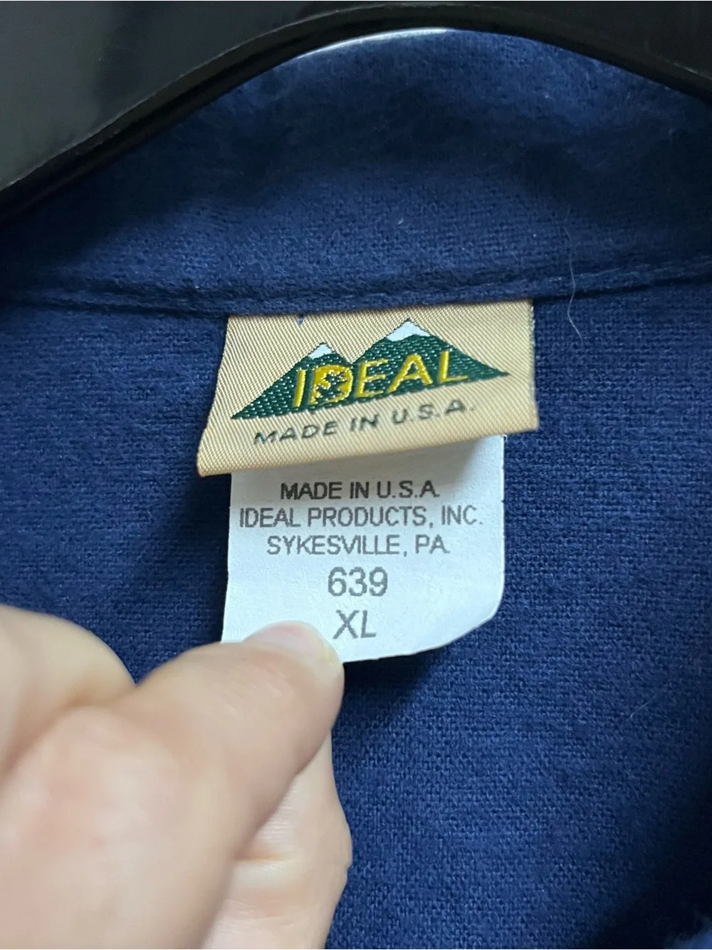 Vintage Ideal Mens Cotton Chamois Button Down Shirt Navy USA XLarge Workwear - Picture 6 of 9